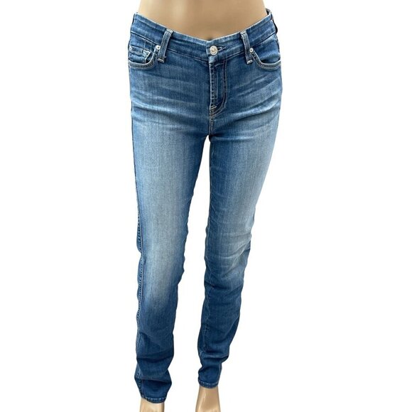 7 for All Mankind Kimmie Straight Leg Denim Jeans Medium Wash Blue Womens 26 - Picture 1 of 12